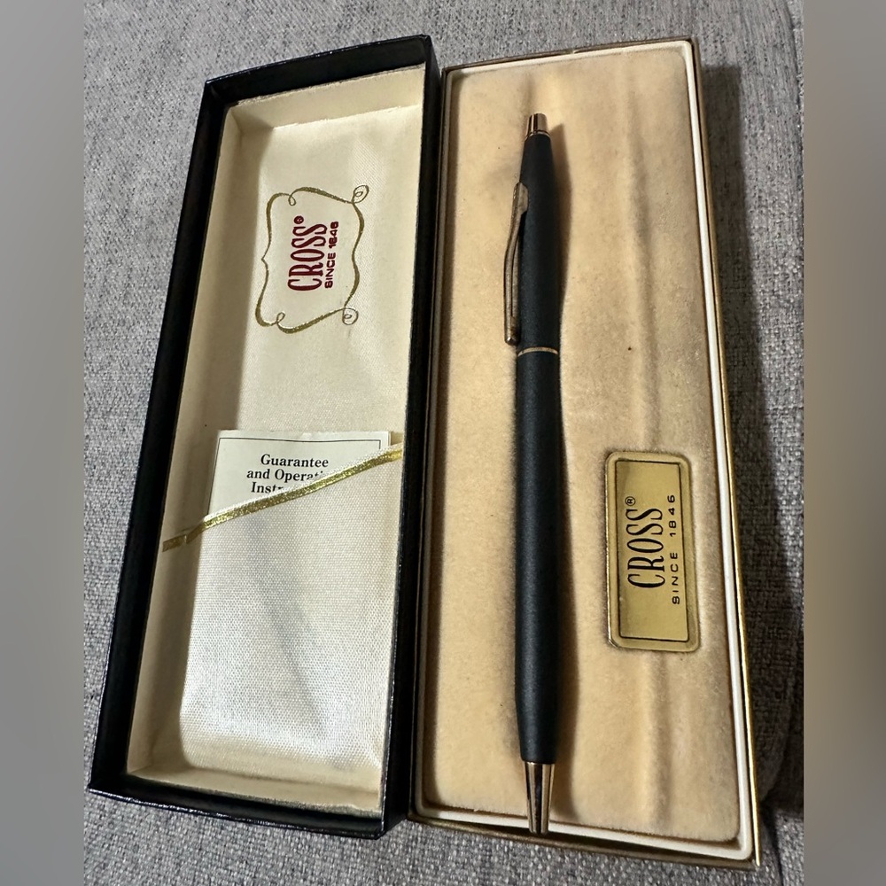 Cross  Century Ballpoint Pen Matte  Black & Gold New In Box 2502 Made In Usa